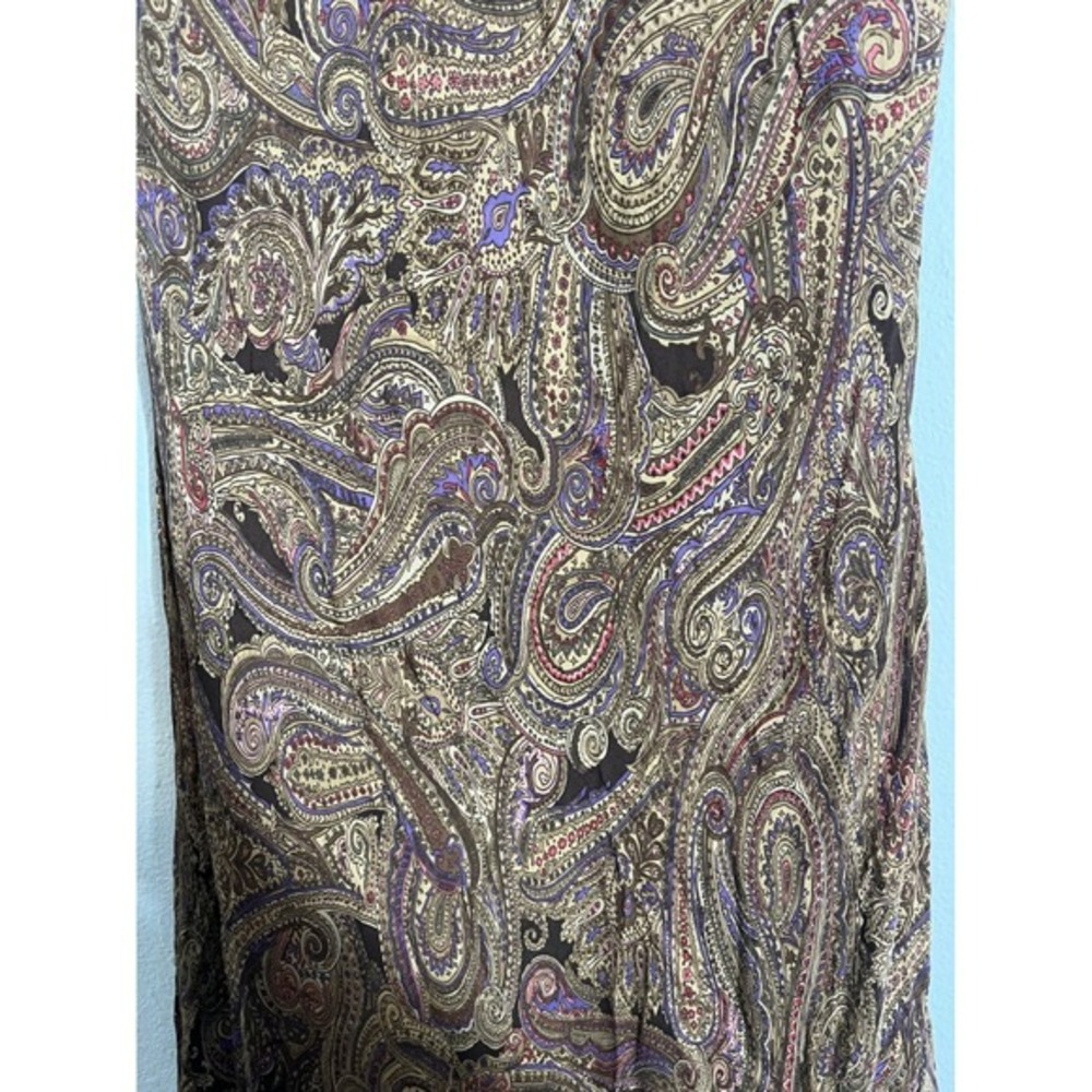VINTAGE 90s JONES NEW YORK Bias Cut 100% Silk Paisley Midi Dress - Picture 7 of 11
